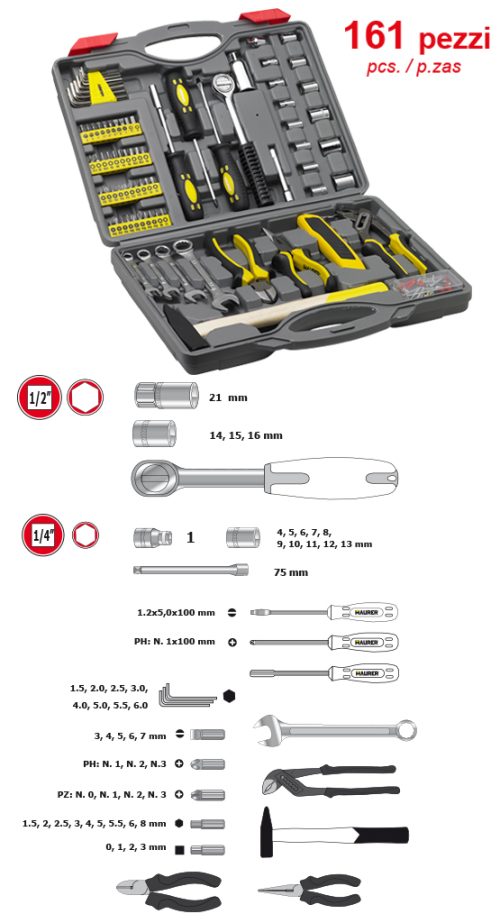 Επαγγελματικό Σέτ 161 Τεμάχια Εργαλείων Maurer 51032
