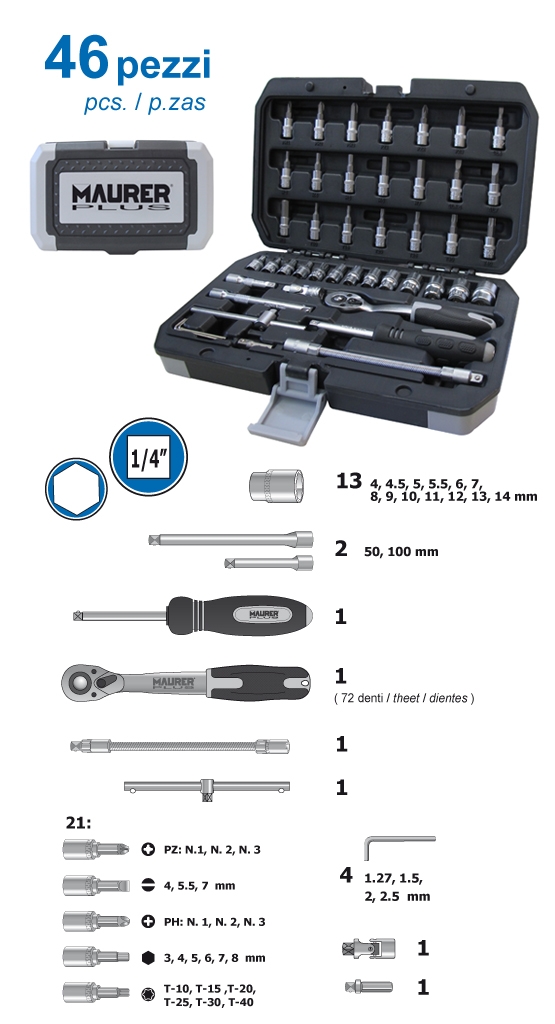 Επαγγελματικό Σέτ 46 Τεμάχια Εργαλείων Maurer 92683