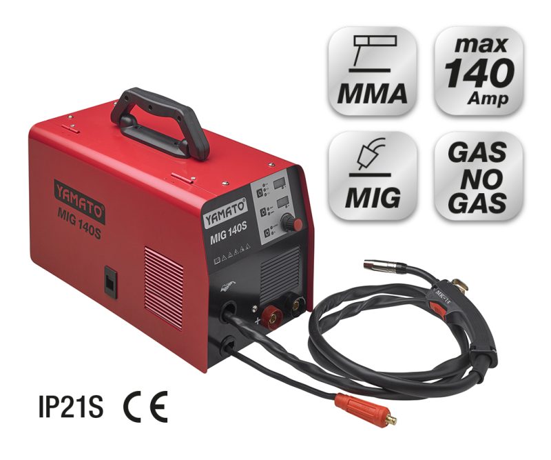 Μηχανή Συγκόλλησης Σύρματος INVERTER 500x265x310CM MIG 140S 9,20KG 80609 YAMATO