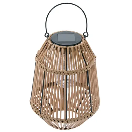 Φανάρι Φωτισμού Led Με Ηλιακό Πάνελ Φυσικό Rattan 20cm x 27h 8435 VERDEMAX