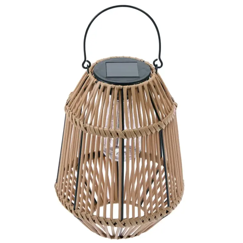 Φανάρι Φωτισμού Led Με Ηλιακό Πάνελ Φυσικό Rattan 20cm x 27h 8435 VERDEMAX