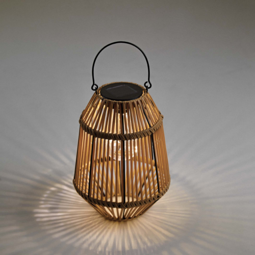 Φανάρι Φωτισμού Led Με Ηλιακό Πάνελ Φυσικό Rattan 20cm x 27h 8435 VERDEMAX
