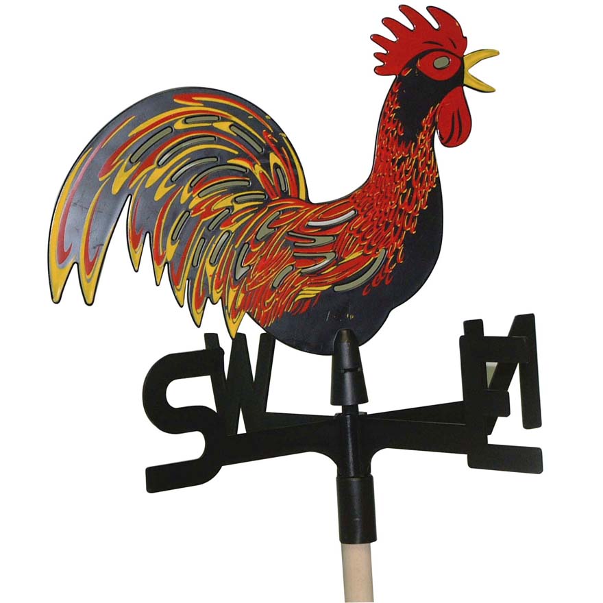 Η εικόνα δείχνει έναν ανεμοδείκτη σε σχήμα κόκορα