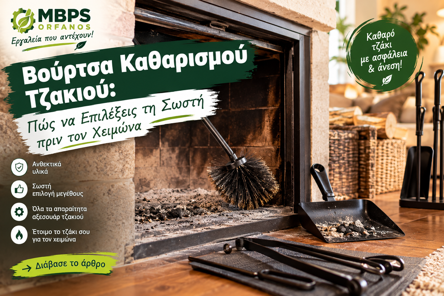 βούρτσα καθαρισμού τζακιού