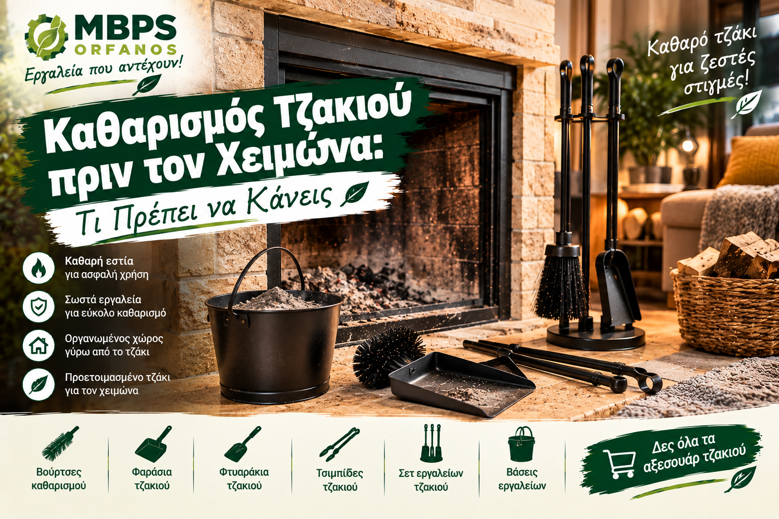 καθαρισμός τζακιού